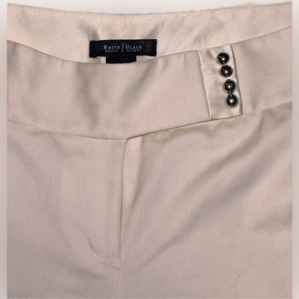 White House Black Market Legacy Flare Leg Beaded Closure Pants White 8R - Picture 7 of 7